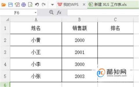 wps表格中如何排名