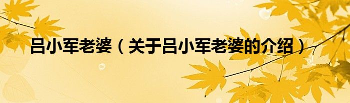 吕小军老婆（关于吕小军老婆的介绍）