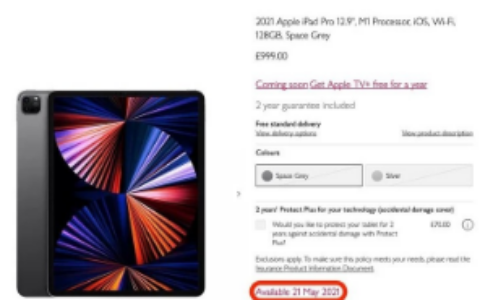英国零售商透露新款苹果iPadPro和配备M1的iMac将于5月21日上市