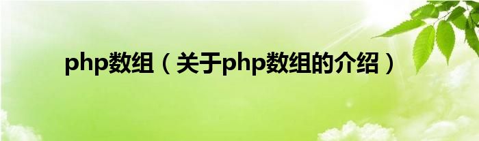 php数组（关于php数组的介绍）