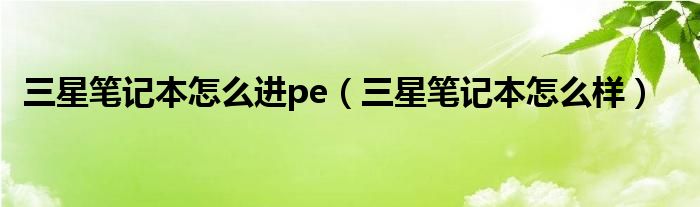 三星笔记本怎么进pe（三星笔记本怎么样）