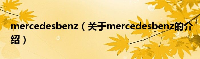 mercedesbenz（关于mercedesbenz的介绍）