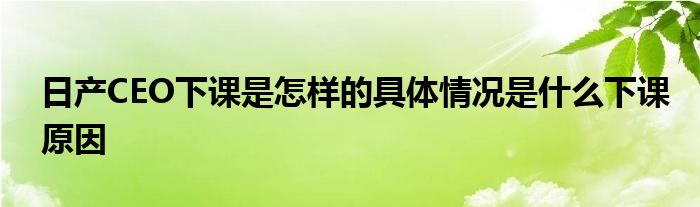 日产CEO下课是怎样的具体情况是什么下课原因