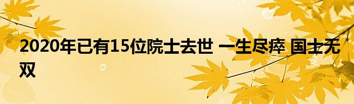 2020年已有15位院士去世 一生尽瘁 国士无双