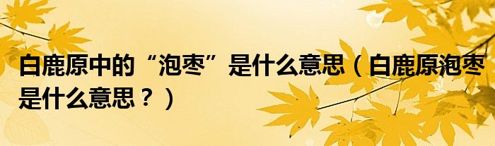 白鹿原中的“泡枣”是什么意思（白鹿原泡枣是什么意思？）