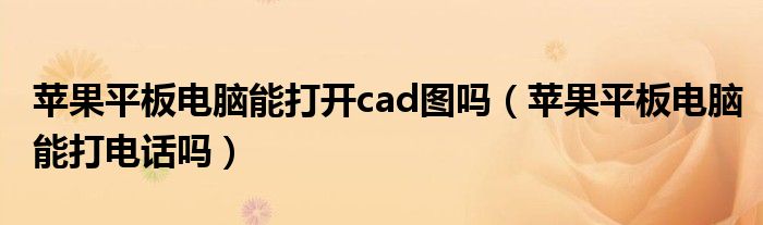 苹果平板电脑能打开cad图吗（苹果平板电脑能打电话吗）