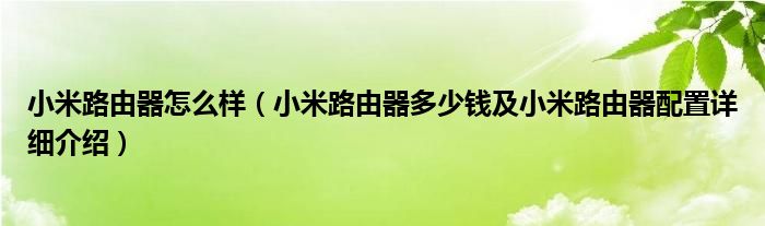 小米路由器怎么样（小米路由器多少钱及小米路由器配置详细介绍）