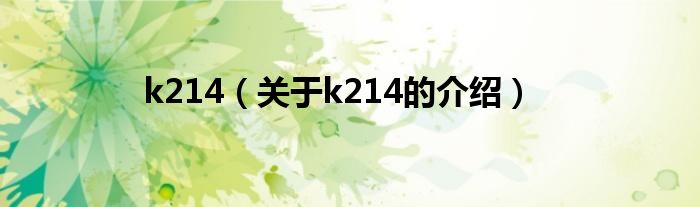 k214（关于k214的介绍）