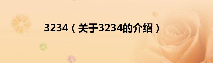 3234（关于3234的介绍）