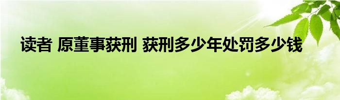 读者 原董事获刑 获刑多少年处罚多少钱