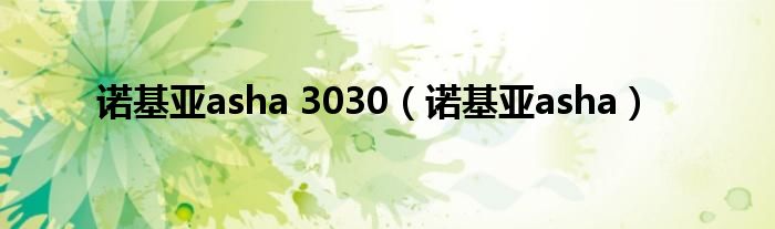 诺基亚asha 3030（诺基亚asha）