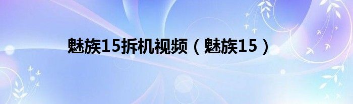 魅族15拆机视频（魅族15）