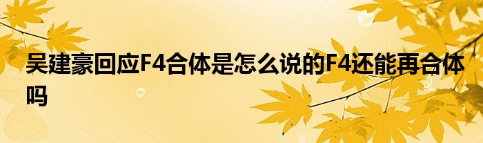 吴建豪回应F4合体是怎么说的F4还能再合体吗