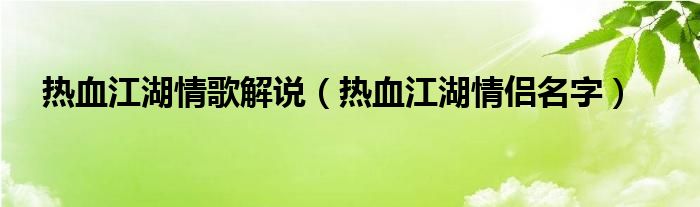 热血江湖情歌解说（热血江湖情侣名字）