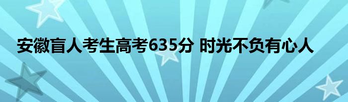 安徽盲人考生高考635分 时光不负有心人