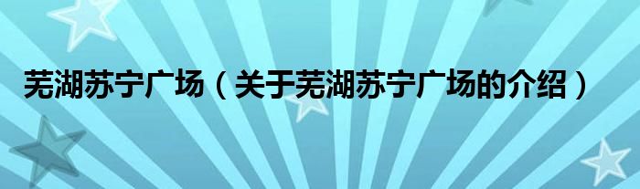 芜湖苏宁广场（关于芜湖苏宁广场的介绍）