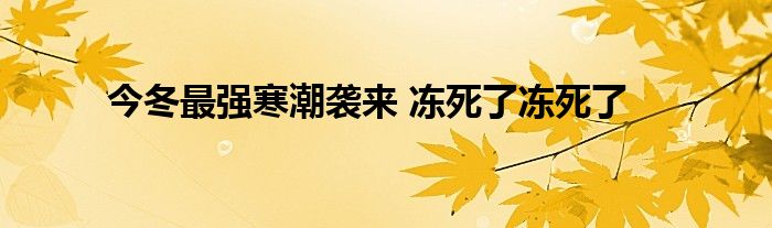 今冬最强寒潮袭来 冻死了冻死了