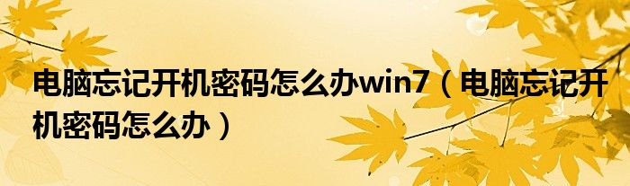 电脑忘记开机密码怎么办win7（电脑忘记开机密码怎么办）