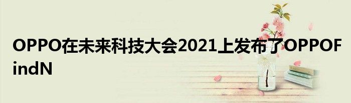 OPPO在未来科技大会2021上发布了OPPOFindN