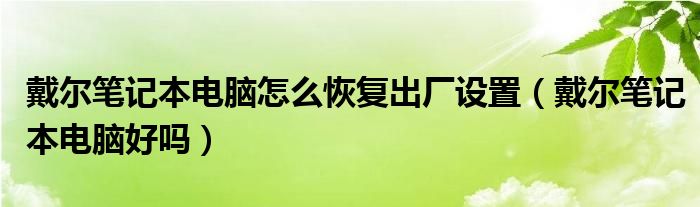 戴尔笔记本电脑怎么恢复出厂设置（戴尔笔记本电脑好吗）