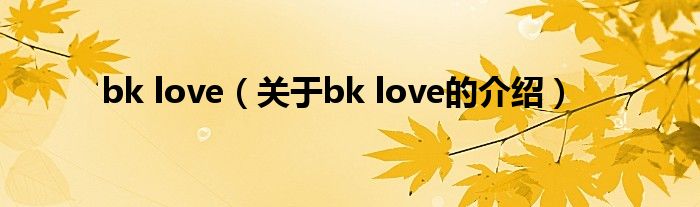 bk love（关于bk love的介绍）