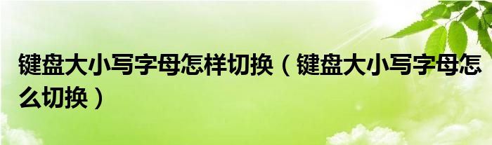 键盘大小写字母怎样切换（键盘大小写字母怎么切换）