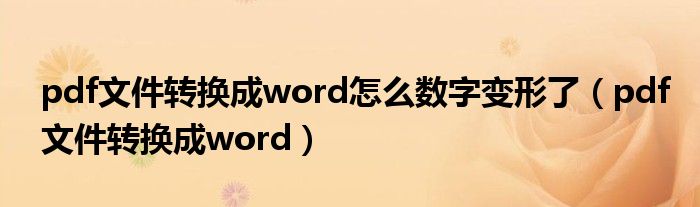 pdf文件转换成word怎么数字变形了（pdf文件转换成word）