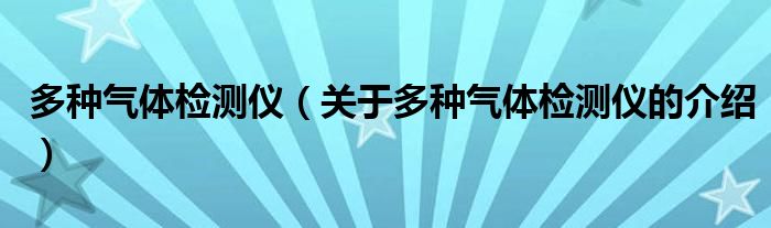 多种气体检测仪（关于多种气体检测仪的介绍）