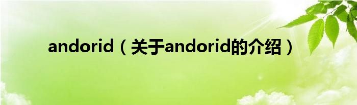 andorid（关于andorid的介绍）