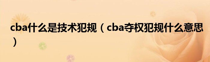 cba什么是技术犯规（cba夺权犯规什么意思）