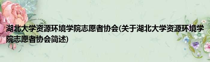 湖北大学资源环境学院志愿者协会(关于湖北大学资源环境学院志愿者协会简述)