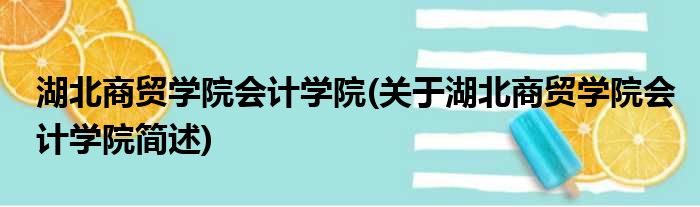 湖北商贸学院会计学院(关于湖北商贸学院会计学院简述)