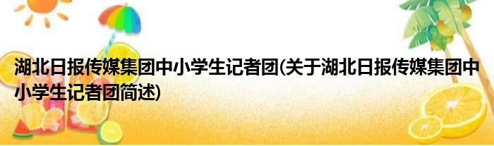 湖北日报传媒集团中小学生记者团(关于湖北日报传媒集团中小学生记者团简述)