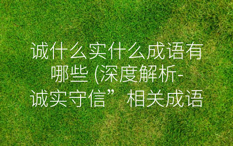 诚什么实什么成语有哪些 深度解析 诚实守信”相关成语 揭示中国优秀传统文化中的价值观