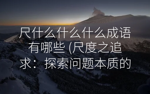 尺什么什么什么成语有哪些 尺度之追求：探索问题本质的五种成语