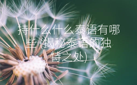 持什么什么泰语有哪些 揭秘泰语的独特之处