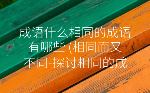 成语什么相同的成语有哪些 相同而又不同 探讨相同的成语及其含义变化