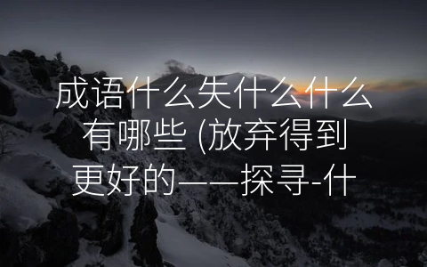 成语什么失什么什么有哪些 放弃得到更好的——探寻 什么失什么”成语的内涵