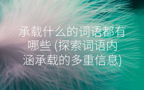 承载什么的词语都有哪些 探索词语内涵承载的多重信息