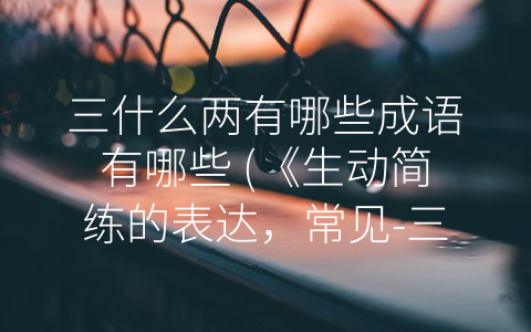 三什么两有哪些成语有哪些 (《生动简练的表达，常见-三什么、两有”类成语有哪些？》)