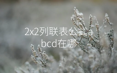 2x2列联表公式abcd在哪