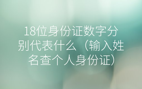 18位身份证数字分别代表什么（输入姓名查个人身份证）