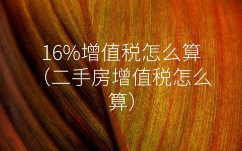 16%增值税怎么算（二手房增值税怎么算）