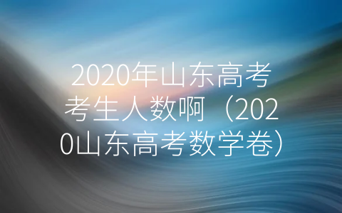 2020年山东高考考生人数啊（2020山东高考数学卷）