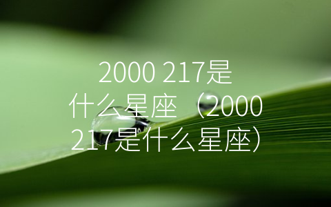 2000 217是什么星座（2000217是什么星座）