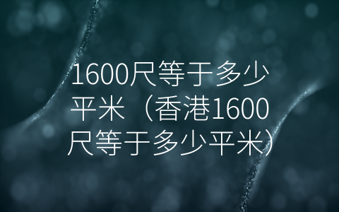 1600尺等于多少平米（香港1600尺等于多少平米）