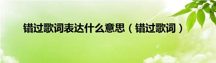 错过歌词表达什么意思（错过歌词）