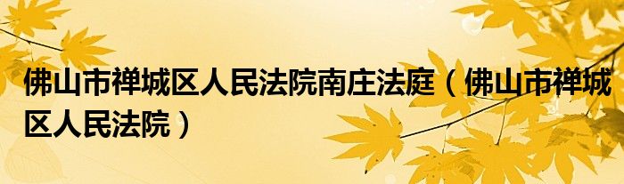 佛山市禅城区人民法院南庄法庭（佛山市禅城区人民法院）