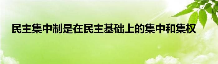 民主集中制是在民主基础上的集中和集权