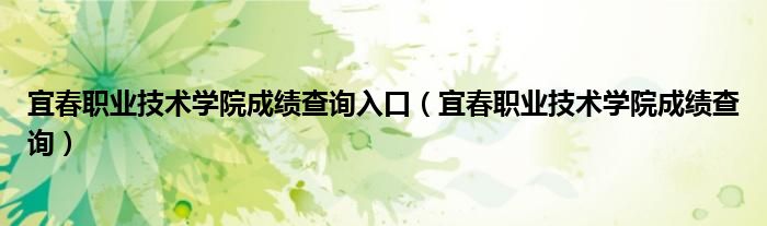 宜春职业技术学院成绩查询入口（宜春职业技术学院成绩查询）